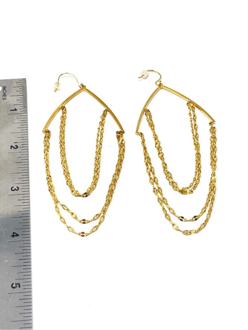 New Anthropologie Delicate Chain Gold Earrings - Picture 5 of 5